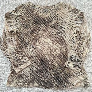 Chico’s Elegant Gold Floral Embroidered Animal Print Blouse Dressy/Casual